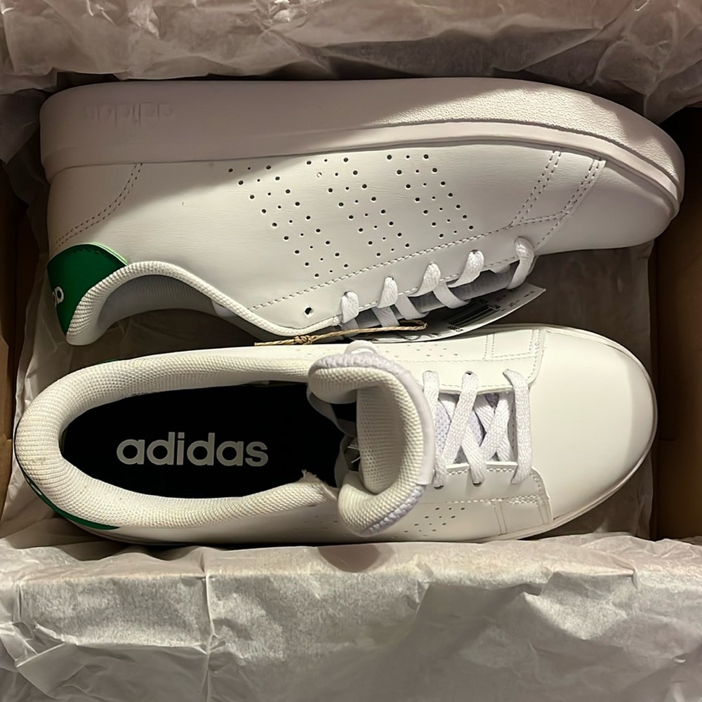 Adidas White and Green Classic Sneakers